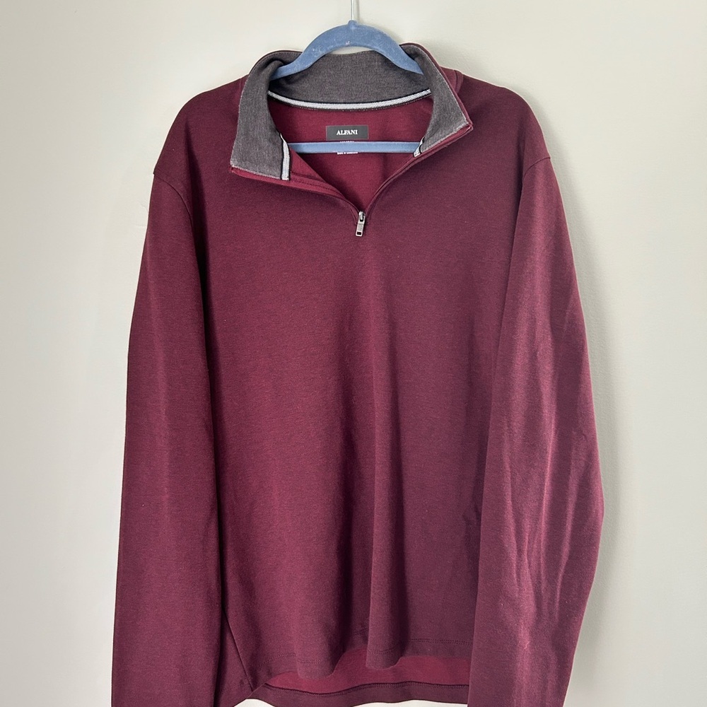 Alfani Men's Maroon Zip-Up Sweater